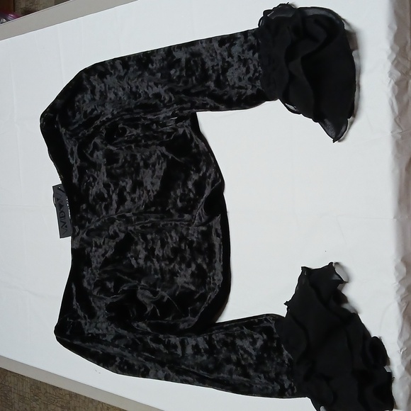 Dolls Kill Widow Enamored Galore Black Velvet Long Sleeve Top XXL Goth Gothic - Picture 8 of 11